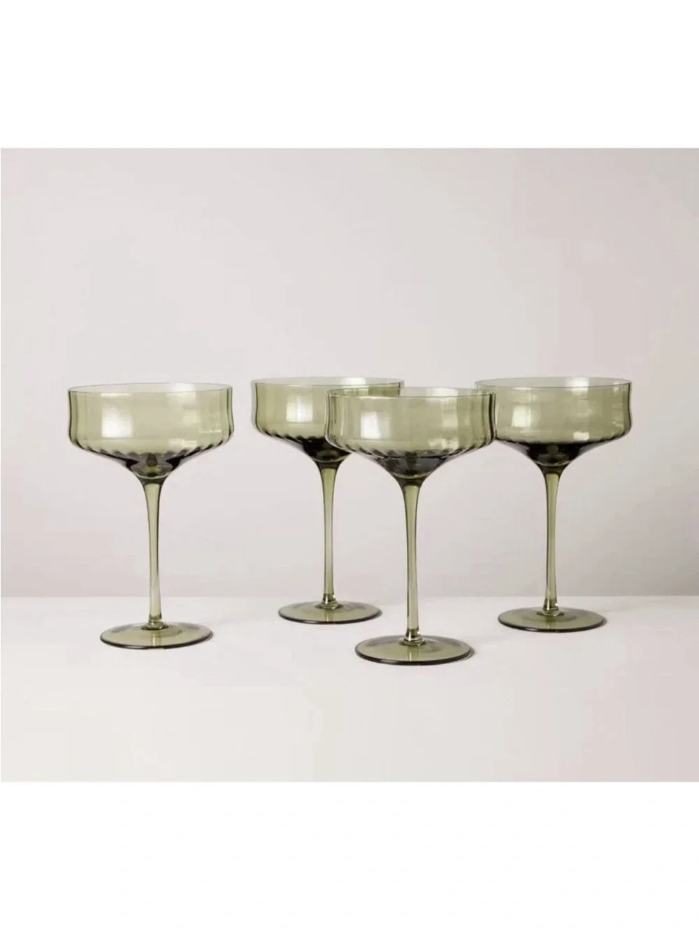 **Set of 4** 12oz Coupe Margarita Glasses Green Hearth & Hand with Magnolia NEW